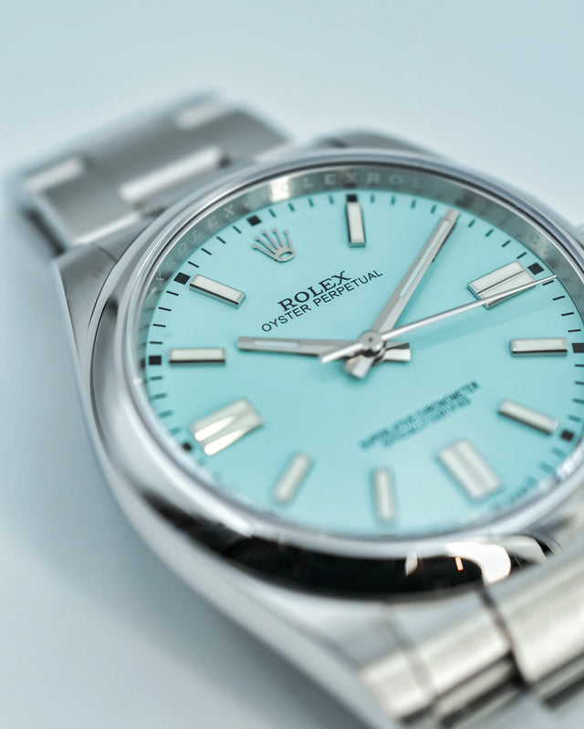 Rolex 124300 Oyster Perpetual 41 with Black Dial / Tiffany Blue(mod)