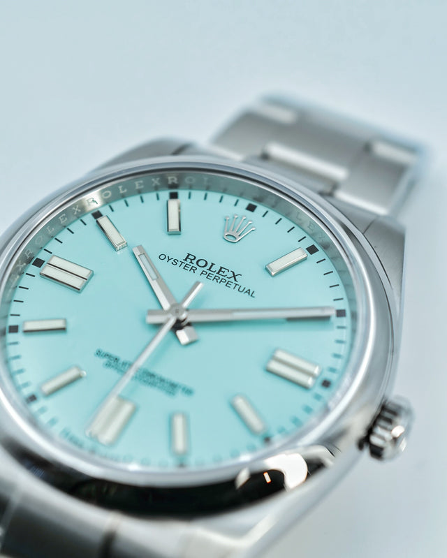 Rolex 124300 Oyster Perpetual 41 with Black Dial / Tiffany Blue(mod)