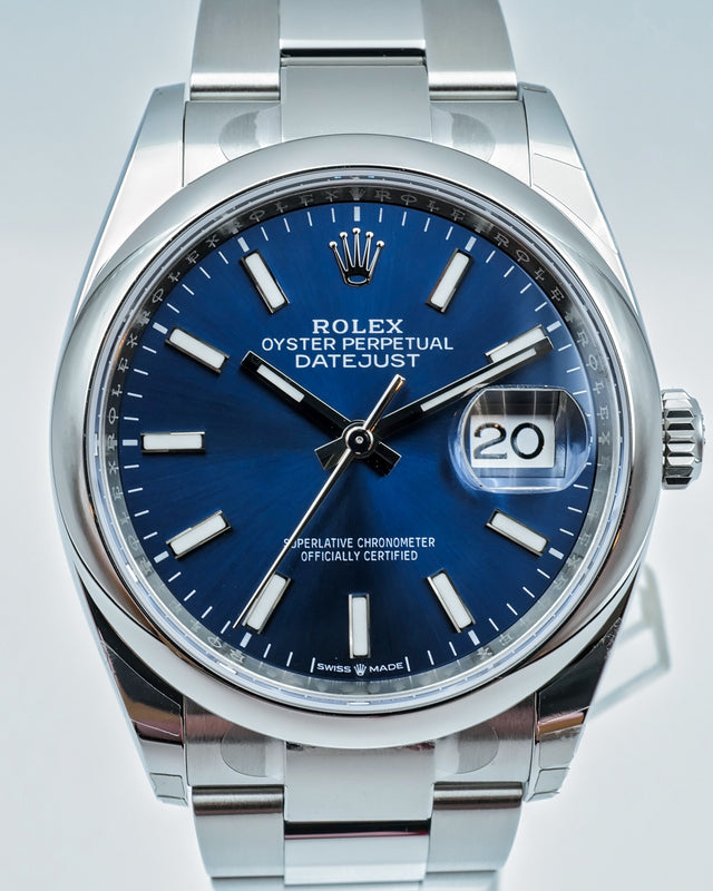 Rolex 126200 Datejust 36 with Blue Stick Dial on Oyster