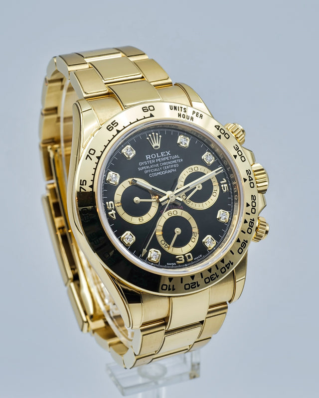 Rolex 116508 Cosmograph Daytona 18K Yellow Gold with Black Diamond Dial