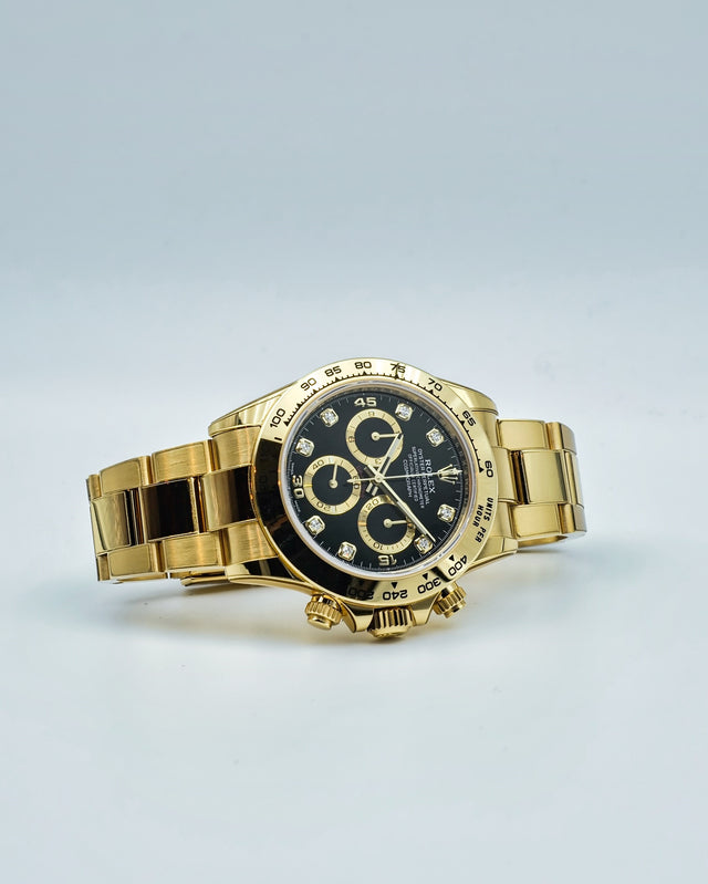 Rolex 116508 Cosmograph Daytona 18K Yellow Gold with Black Diamond Dial