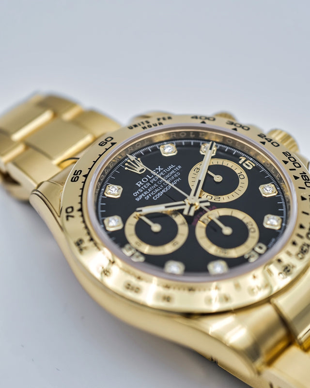 Rolex 116508 Cosmograph Daytona 18K Yellow Gold with Black Diamond Dial