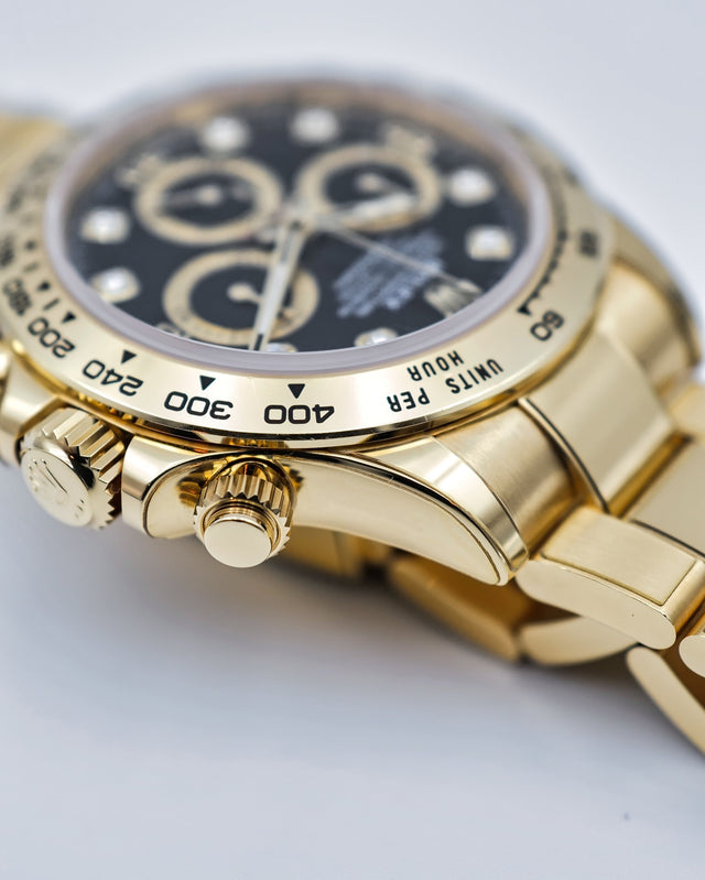 Rolex 116508 Cosmograph Daytona 18K Yellow Gold with Black Diamond Dial