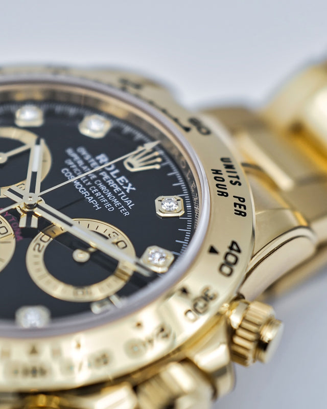 Rolex 116508 Cosmograph Daytona 18K Yellow Gold with Black Diamond Dial