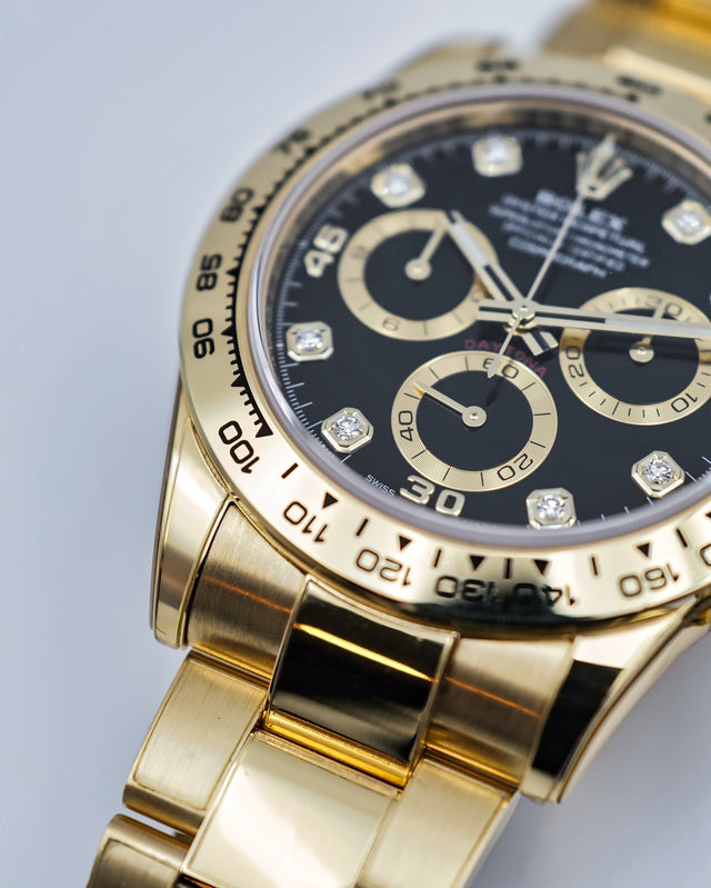 Rolex 116508 Cosmograph Daytona 18K Yellow Gold with Black Diamond Dial