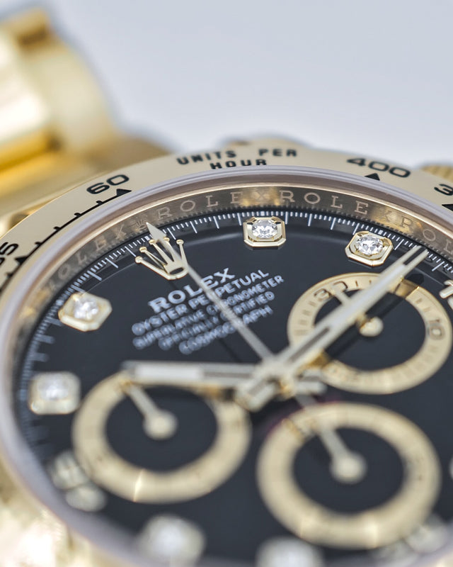 Rolex 116508 Cosmograph Daytona 18K Yellow Gold with Black Diamond Dial