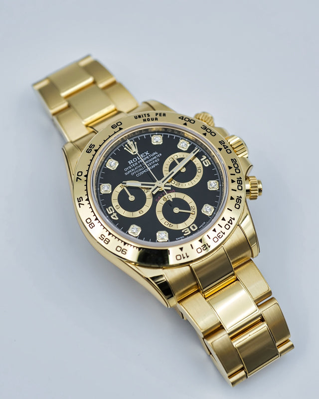 Rolex 116508 Cosmograph Daytona 18K Yellow Gold with Black Diamond Dial
