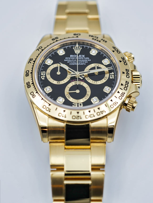 Rolex 116508 Cosmograph Daytona 18K Yellow Gold with Black Diamond Dial