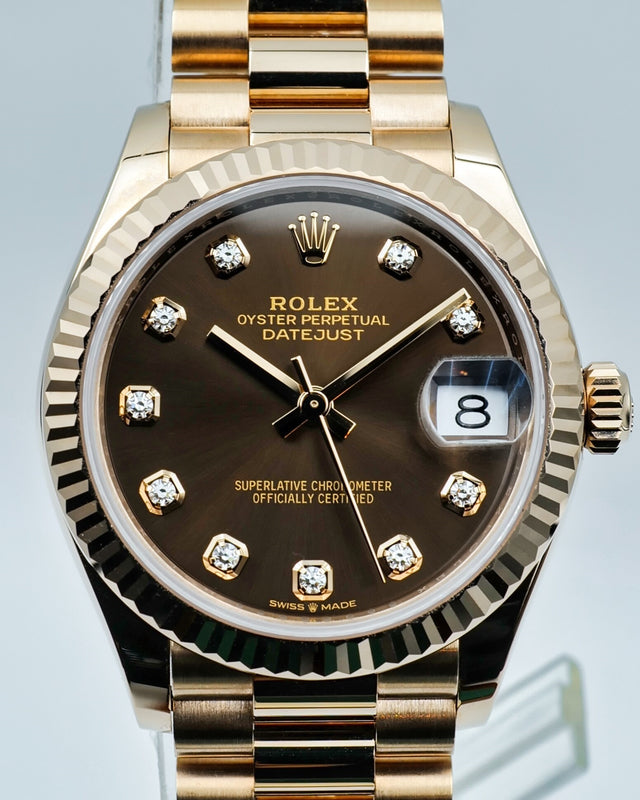 Rolex 278275 Datejust Rose Gold with Chocolate Diamond Dial on President
