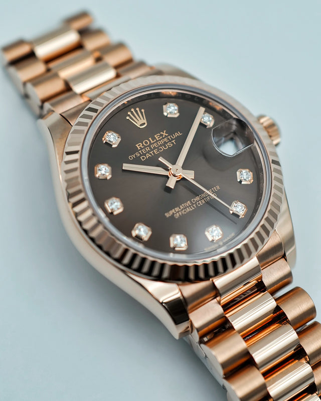 Rolex 278275 Datejust Rose Gold with Chocolate Diamond Dial on President