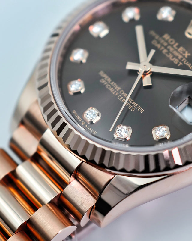 Rolex 278275 Datejust Rose Gold with Chocolate Diamond Dial on President