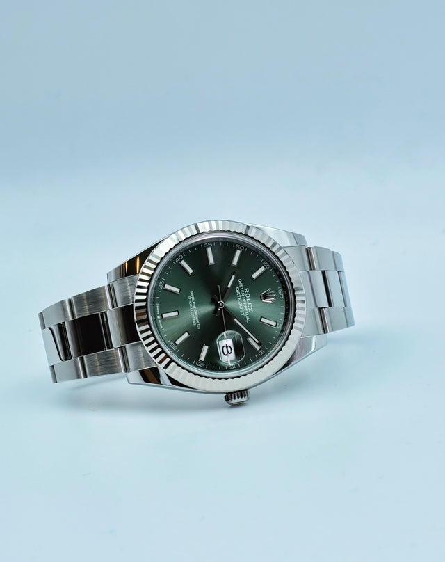 Rolex 126334 Datejust 41 with Mint Green Stick Dial on Oyster
