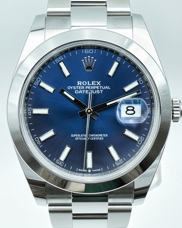 Rolex 126300 Datejust 41 with Blue Stick Dial on Oyster