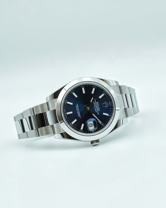 Rolex 126300 Datejust 41 with Blue Stick Dial on Oyster