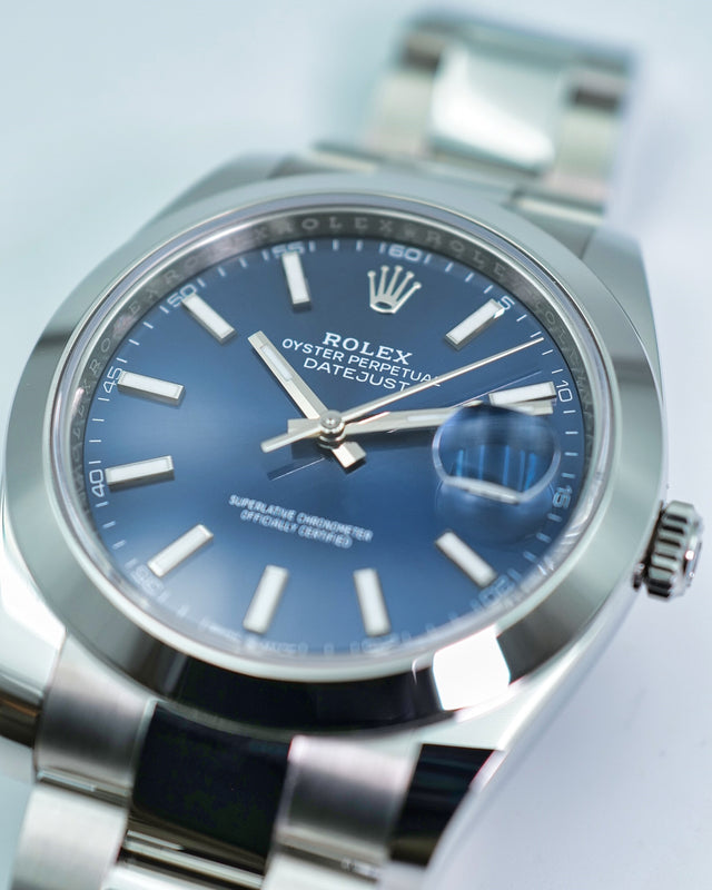 Rolex 126300 Datejust 41 with Blue Stick Dial on Oyster