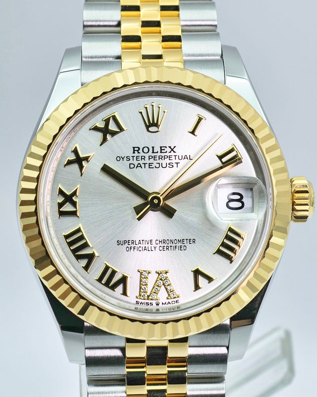 Rolex 278273 Datejust 18K/SS with Silver Roman Dial on Jubilee