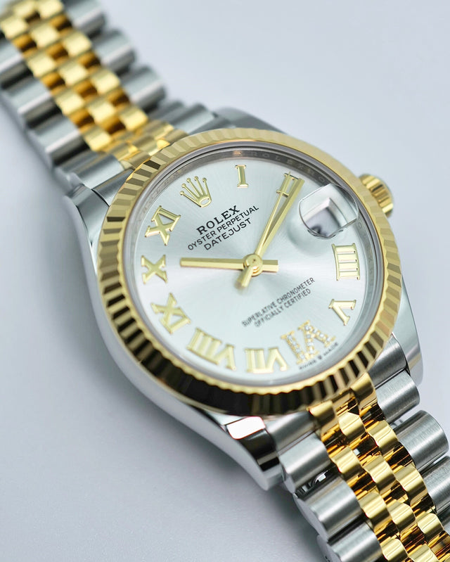 Rolex 278273 Datejust 18K/SS with Silver Roman Dial on Jubilee