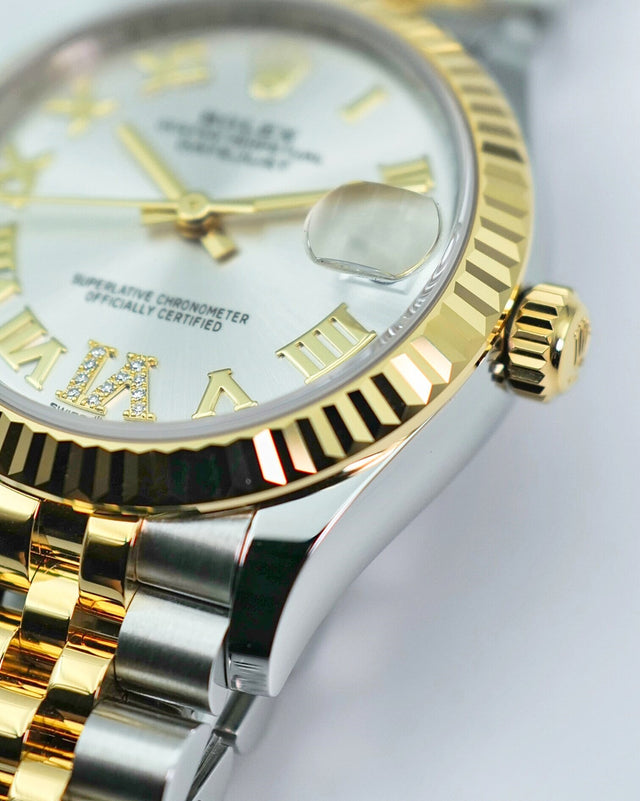 Rolex 278273 Datejust 18K/SS with Silver Roman Dial on Jubilee
