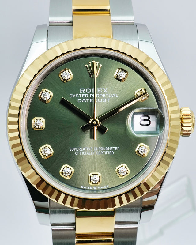 Rolex 278273 Datejust 18K/SS with Olive Green Diamond Dial on Oyster