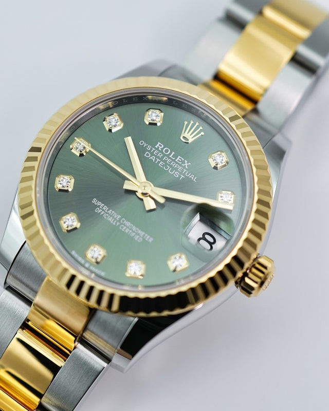 Rolex 278273 Datejust 18K/SS with Olive Green Diamond Dial on Oyster
