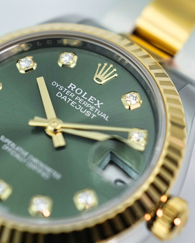 Rolex 278273 Datejust 18K/SS with Olive Green Diamond Dial on Oyster