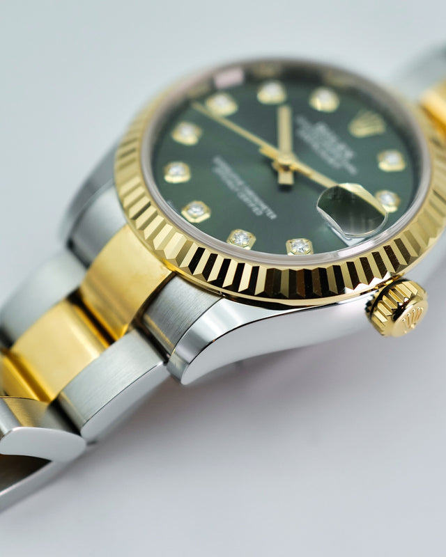 Rolex 278273 Datejust 18K/SS with Olive Green Diamond Dial on Oyster