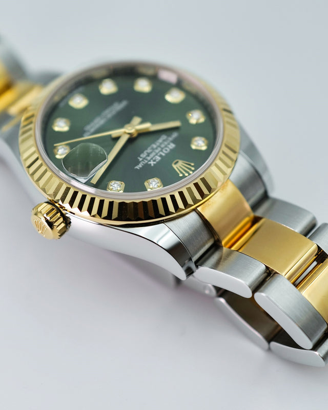 Rolex 278273 Datejust 18K/SS with Olive Green Diamond Dial on Oyster