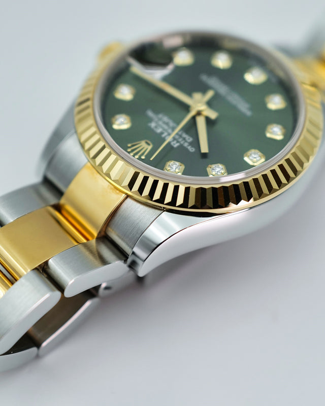 Rolex 278273 Datejust 18K/SS with Olive Green Diamond Dial on Oyster
