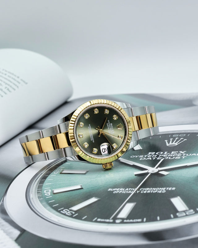 Rolex 278273 Datejust 18K/SS with Olive Green Diamond Dial on Oyster