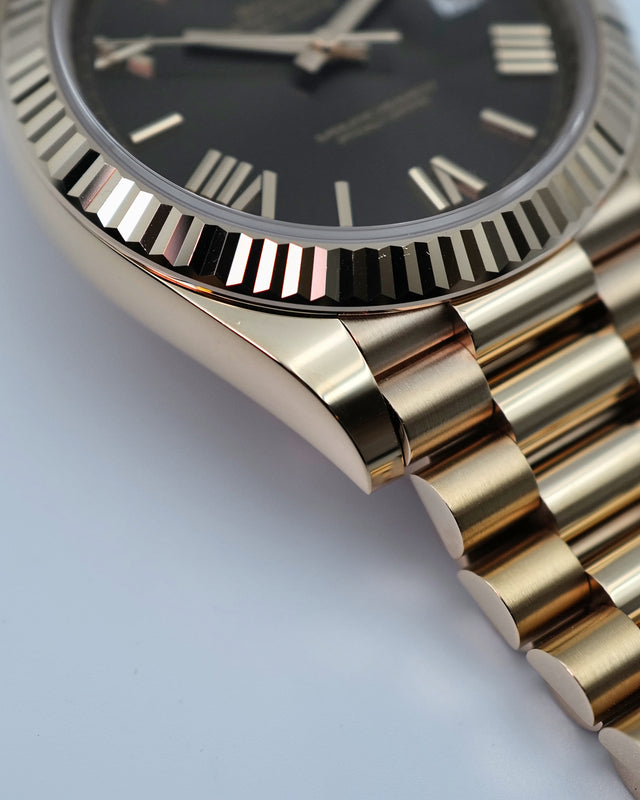 Rolex 228235 Day Date 40 18K Rose Gold with Chocolate Roman Dial
