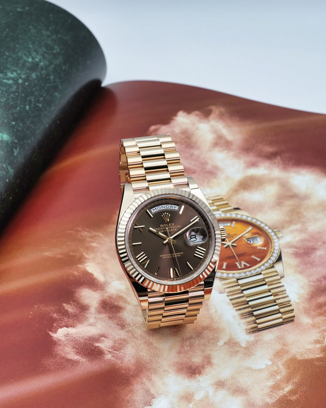 Rolex 228235 Day Date 40 18K Rose Gold with Chocolate Roman Dial
