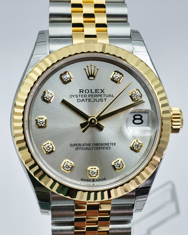 Rolex 278273 Datejust 18K/SS with Silver Diamond Dial on Jubilee