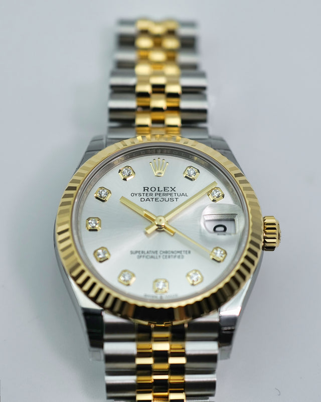 Rolex 278273 Datejust 18K/SS with Silver Diamond Dial on Jubilee