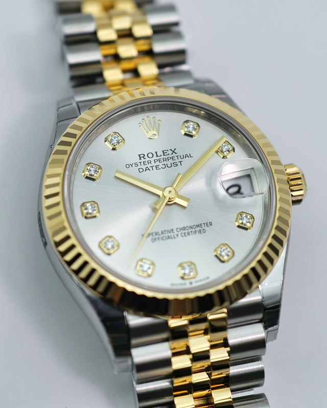 Rolex 278273 Datejust 18K/SS with Silver Diamond Dial on Jubilee