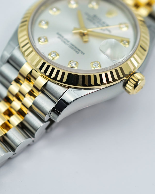 Rolex 278273 Datejust 18K/SS with Silver Diamond Dial on Jubilee