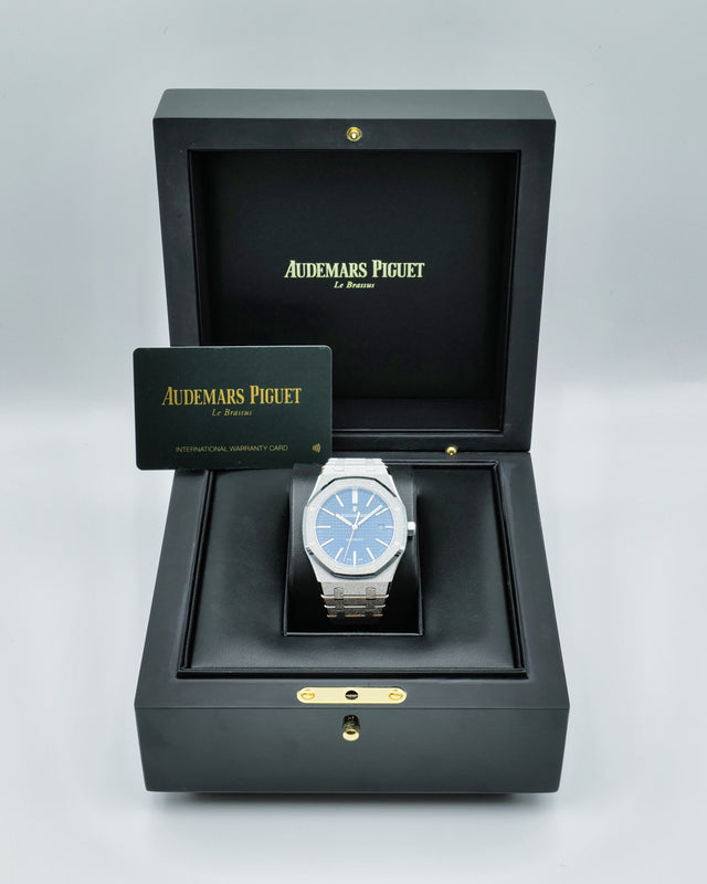 Audemars Piguet 15410BC Royal Oak Frosted White Gold with Blue Dial