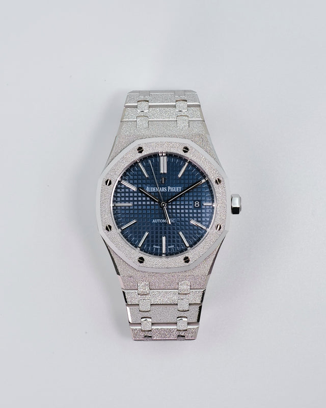 Audemars Piguet 15410BC Royal Oak Frosted White Gold with Blue Dial