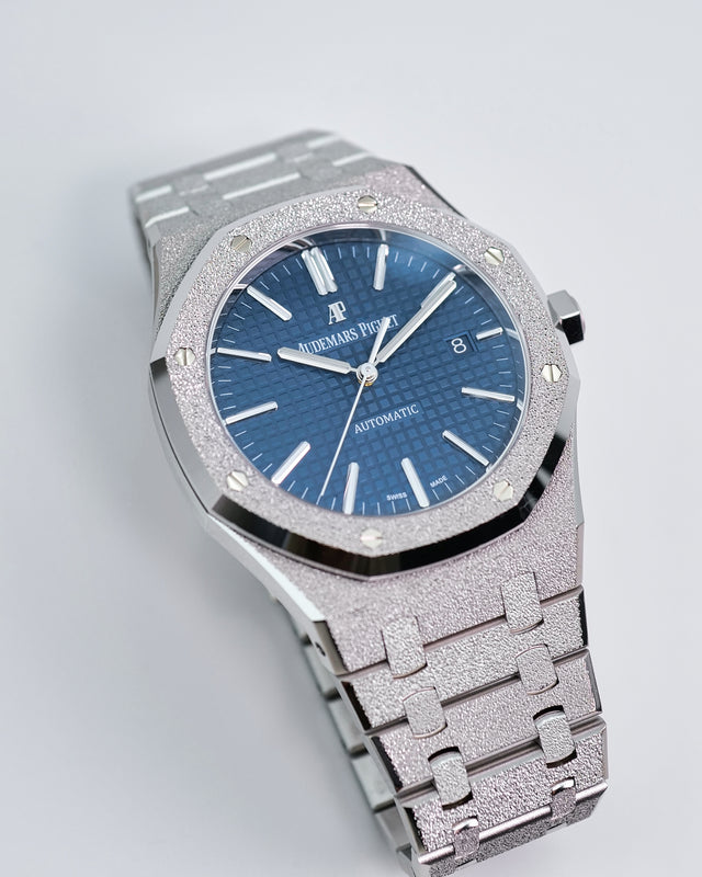 Audemars Piguet 15410BC Royal Oak Frosted White Gold with Blue Dial
