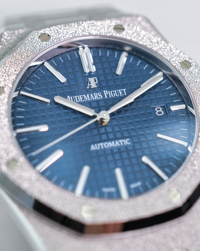 Audemars Piguet 15410BC Royal Oak Frosted White Gold with Blue Dial