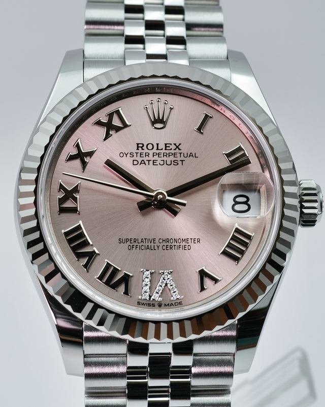 Rolex 278274 Datejust 31 with Pink Dial with "VI" in Diamond on Jubilee
