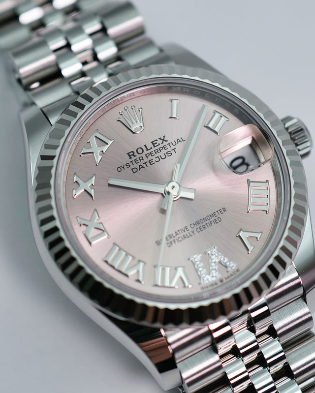 Rolex 278274 Datejust 31 with Pink Dial with "VI" in Diamond on Jubilee