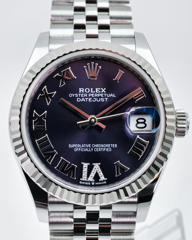 Rolex 278274 Datejust 31 with Purple Dial with "VI" in Diamond on Jubilee