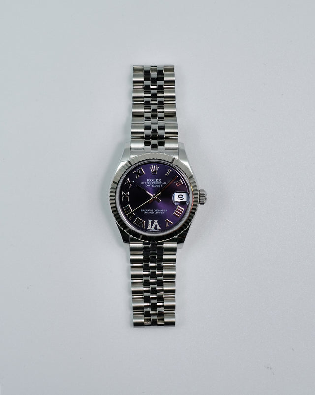 Rolex 278274 Datejust 31 with Purple Dial with "VI" in Diamond on Jubilee