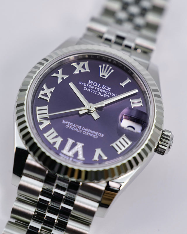 Rolex 278274 Datejust 31 with Purple Dial with "VI" in Diamond on Jubilee