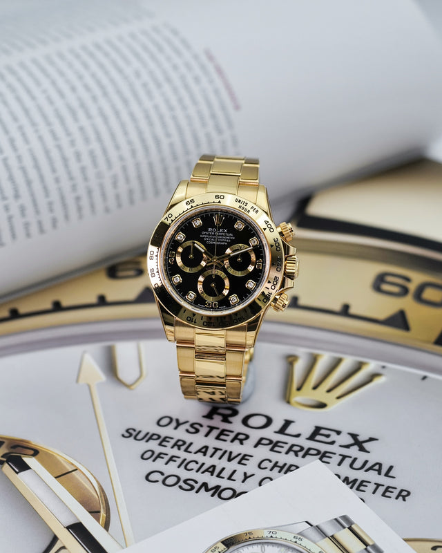 Rolex 116508 Cosmograph Daytona 18K Yellow Gold with Black Diamond Dial