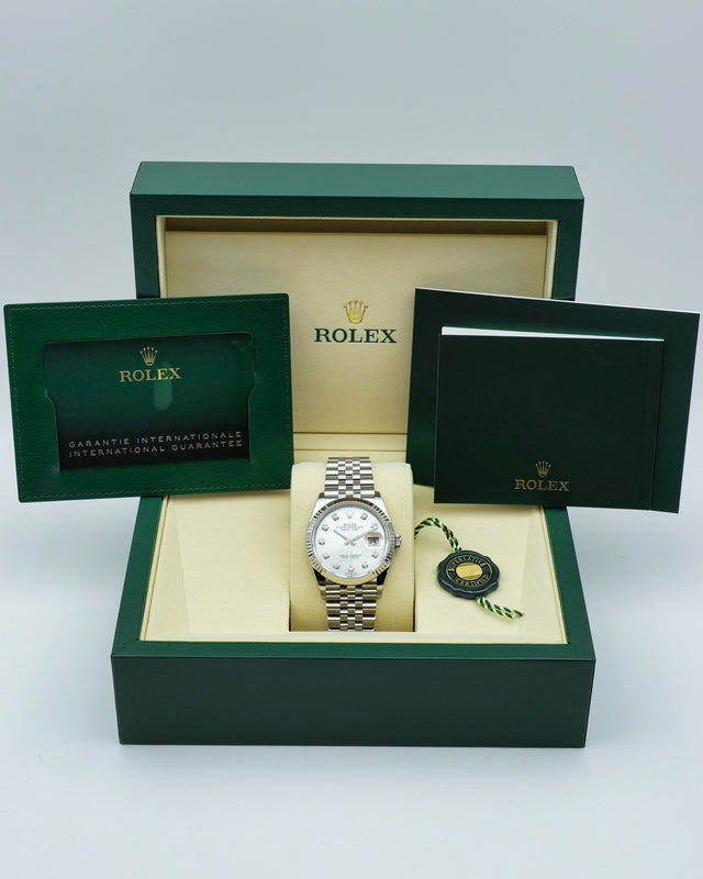 Rolex 126234 Datejust with White Mother-of-pearl Diamond Dial on Jubilee