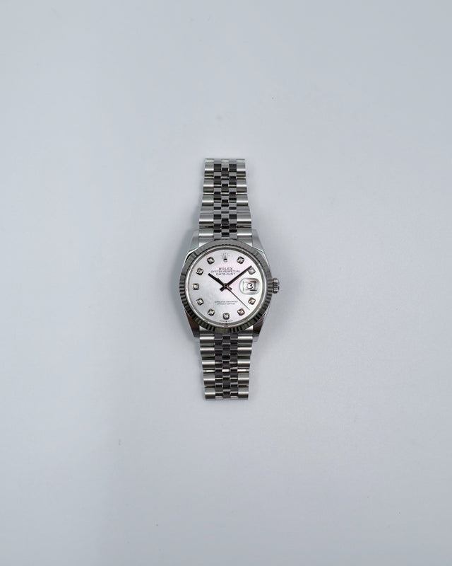 Rolex 126234 Datejust with White Mother-of-pearl Diamond Dial on Jubilee