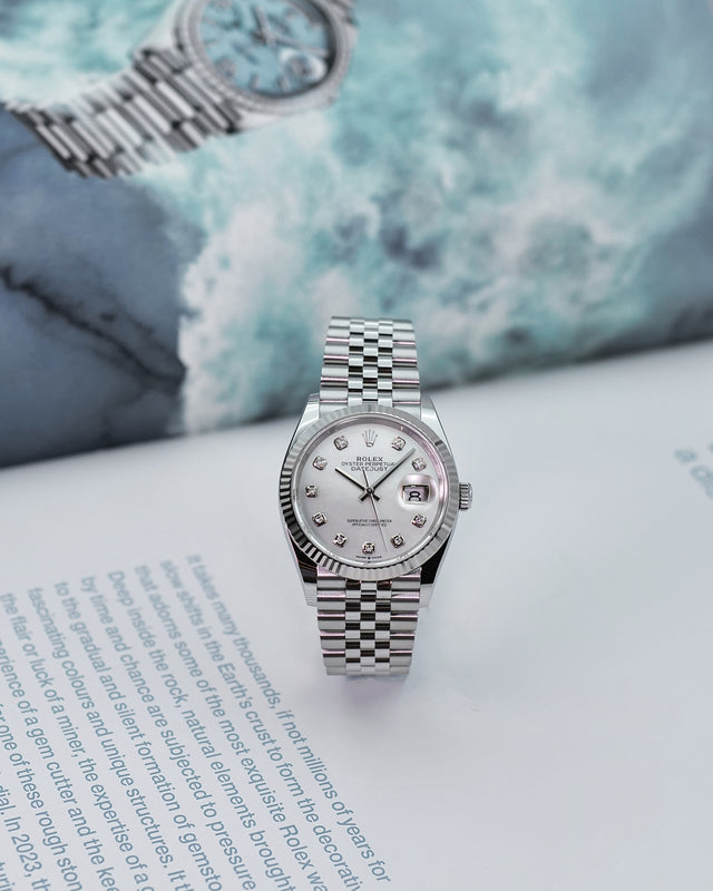Rolex 126234 Datejust with White Mother-of-pearl Diamond Dial on Jubilee