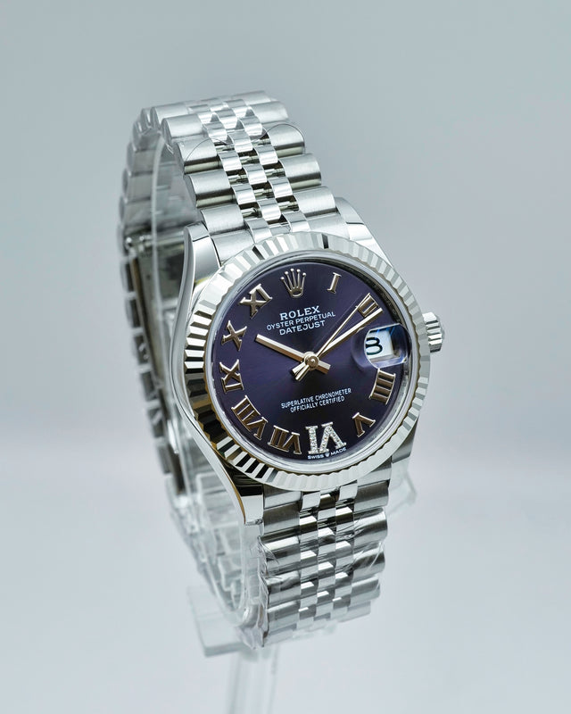 Rolex 278274 Datejust 31 with Purple Dial with "VI" in Diamond on Jubilee