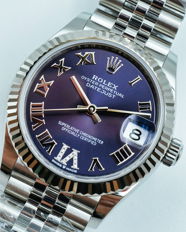 Rolex 278274 Datejust 31 with Purple Dial with "VI" in Diamond on Jubilee